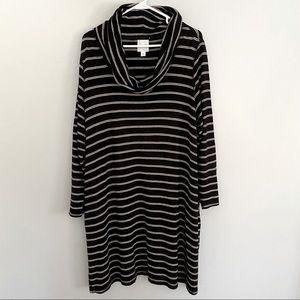 Dressbarn Sunday Cowl Neck Striped Black/White Dress